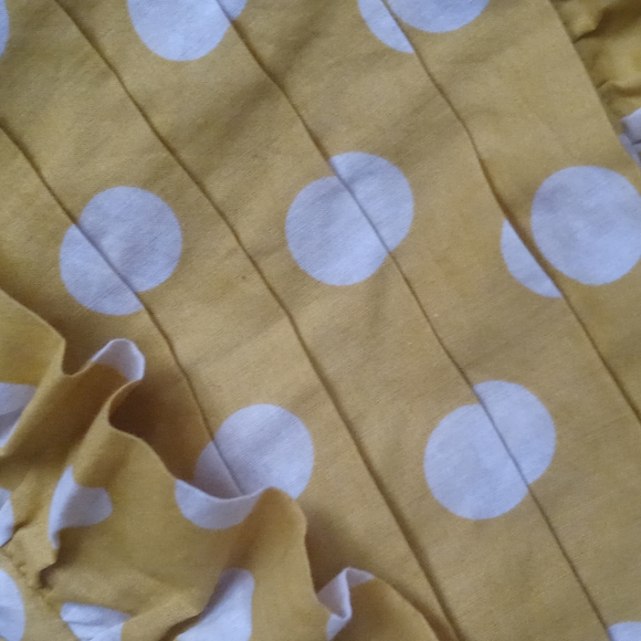Anthropologie Leifsdottir Polka Dot Mustard Gold Ruffle Tiered Skirt 8 - Picture 4 of 8